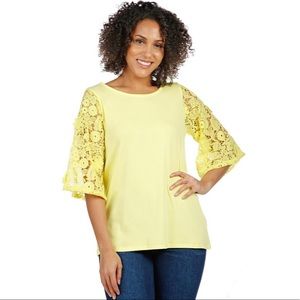 Nwt DIANE GILMAN lace sleeve top